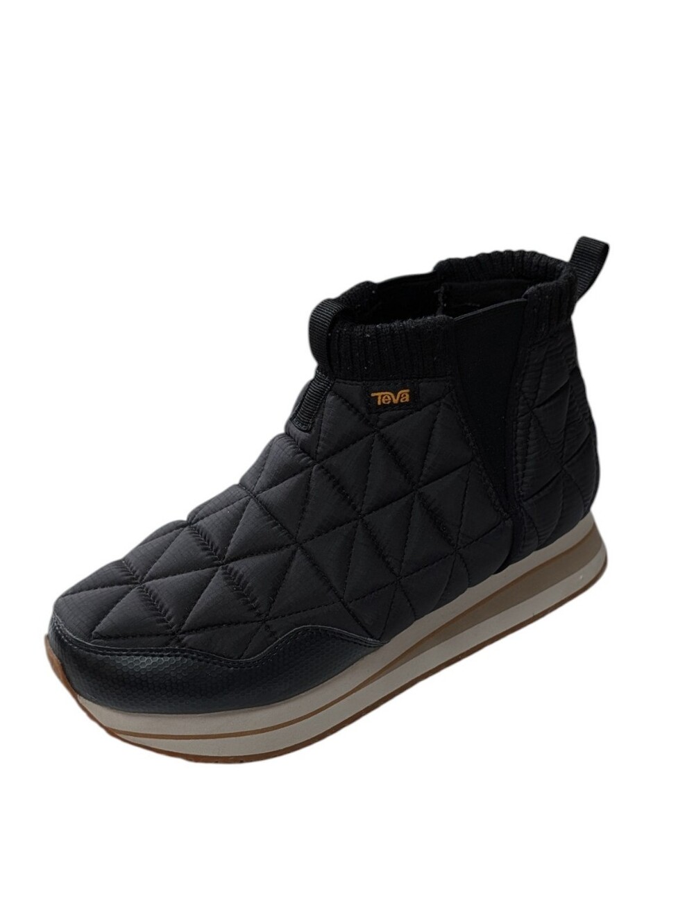 Teva, ReEmber Bed Platform Black Quilted Booties. Size 8